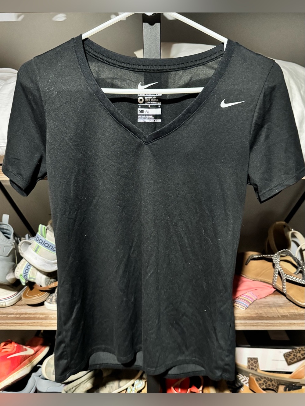 Nike Black Dri-FIT Short Sleeve V‑Neck Tee